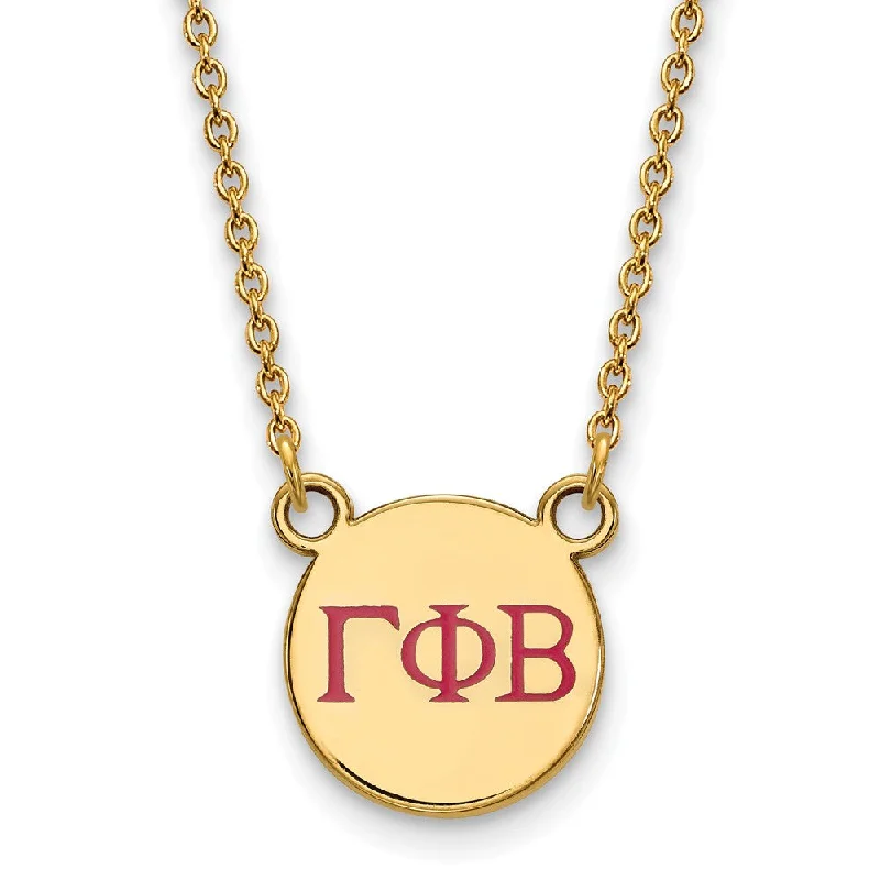 Simple Gold Pendant Necklace-14K Plated Silver Gamma Phi Beta Sm Pink Enamel Greek Letters Necklace