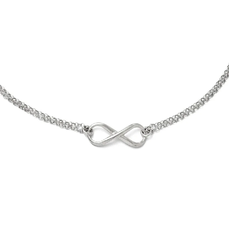 Diamond Choker Necklace for Glamour-Infinity Symbol Double Strand Necklace in Sterling Silver, 18 Inch