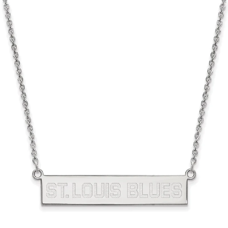 Sterling Silver Necklace for Formal Wear-Sterling Silver NHL St. Louis Blues SM Bar Necklace, 18 In