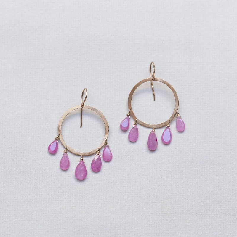 Personalized Name Earrings-Pink Sapphire Drop Earrings