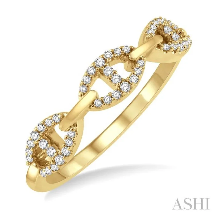 Unique Promise Ring for Couples-1/5 Ctw Divided Open Link Round Cut Diamond Ring in 14K Yellow Gold