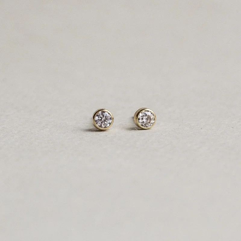 Sparkly Earrings for Bridesmaids-Simple Gold and Crystal Stud Earrings