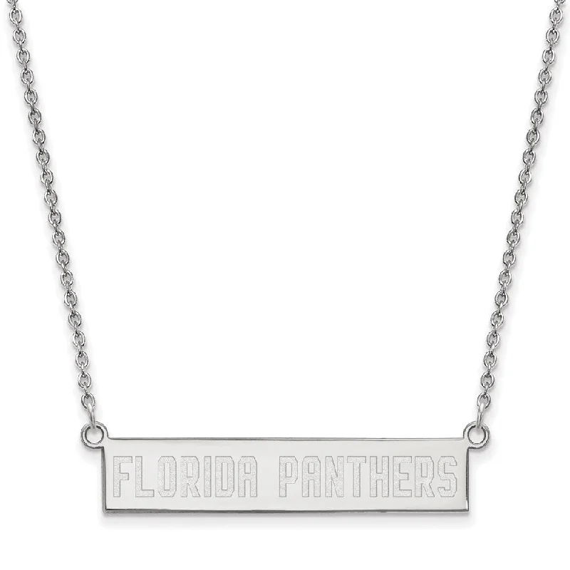 Bohemian Necklace for Hippie Style-Sterling Silver NHL Florida Panthers SM Bar Necklace, 18 In