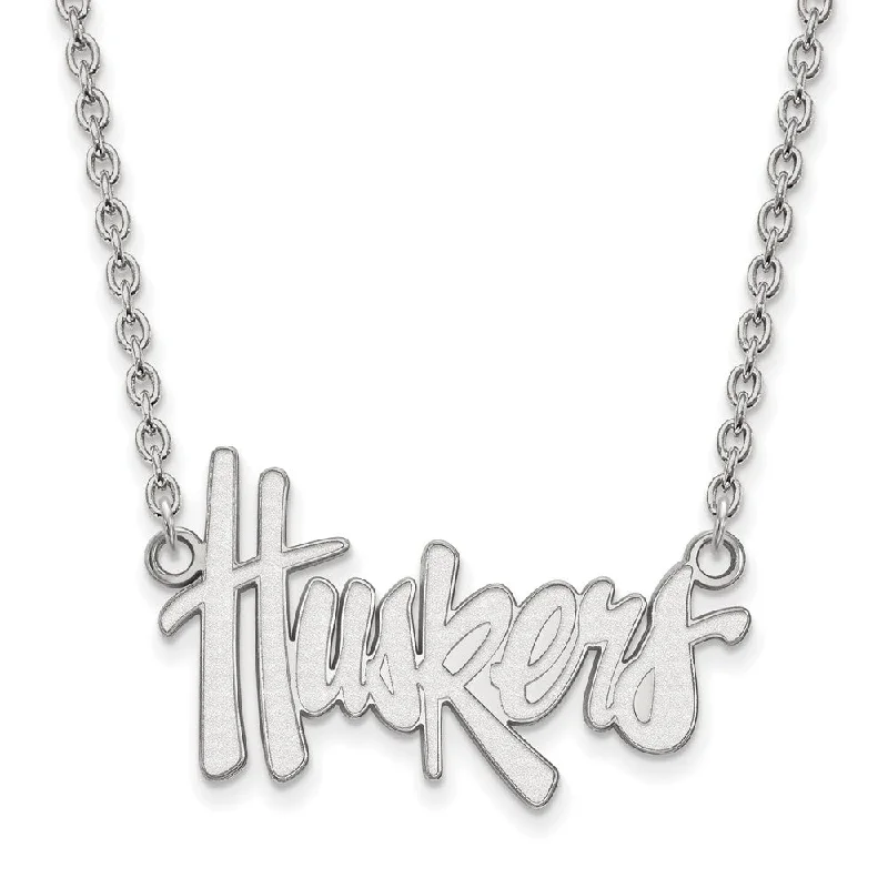 Diamond Pendant Necklace-Sterling Silver U of Nebraska Large Huskers Pendant Necklace