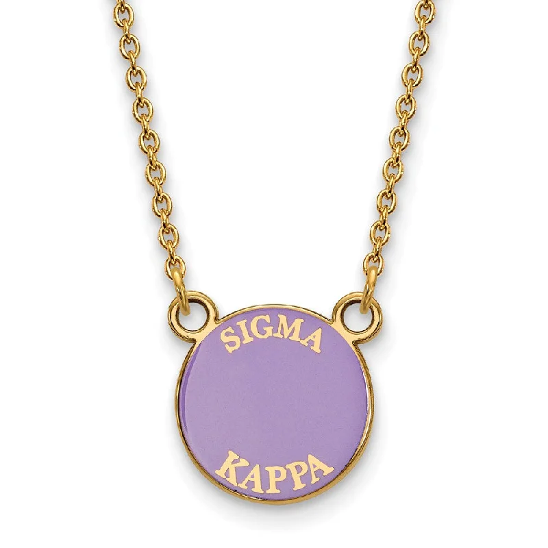 Artistic Gemstone Necklace-14K Plated Silver Sigma Kappa Small Enamel Disc Necklace