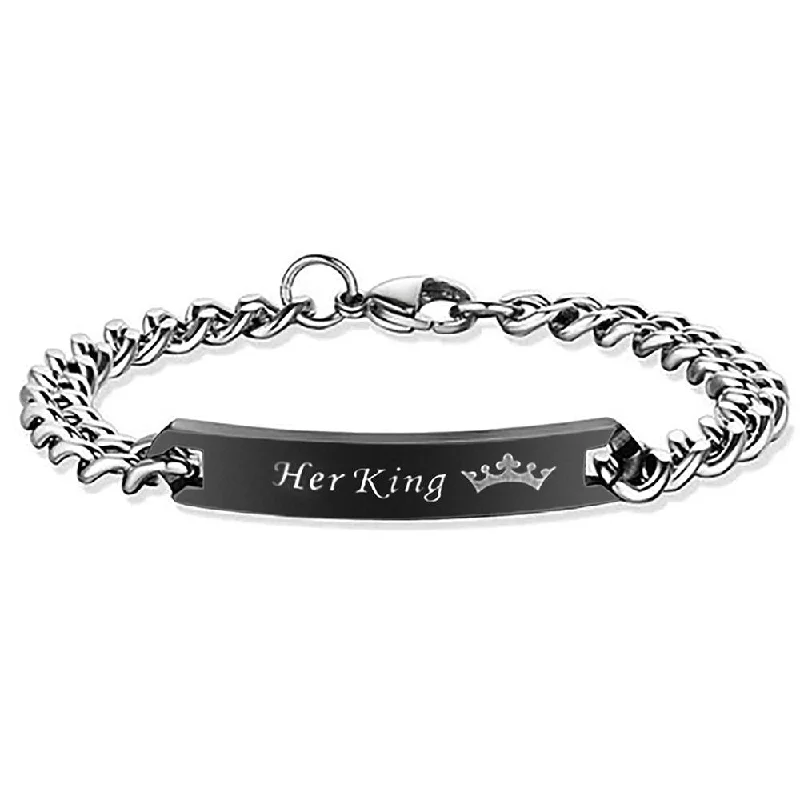 Handcrafted Bangles for Fashionistas-Mahi Rhodium Plated Glamorous Her King Love Bracelet