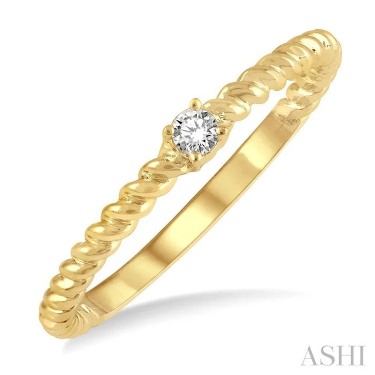 Custom Wedding Ring for Personalized Style-1/20 Ctw Rope Shank Round Cut Diamond Petite Promise Ring in 10K Yellow Gold