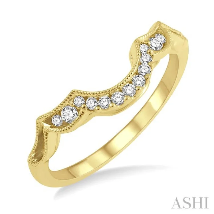 Wedding Ring Set with Diamonds-1/8 ctw Round Cut Diamond Wedding Band in 14K Yellow Gold