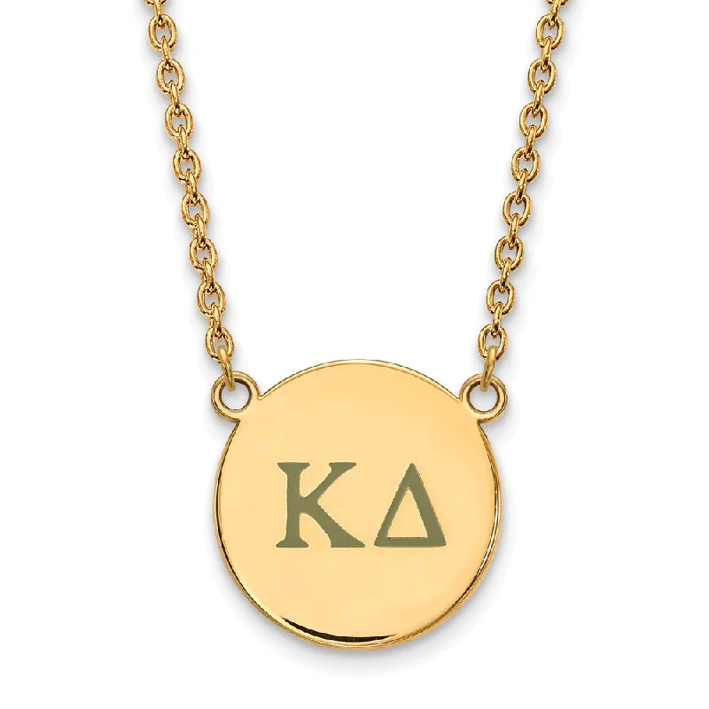 Silver Necklace for Weddings-14K Plated Silver Kappa Delta Large Enamel Greek Letters Necklace