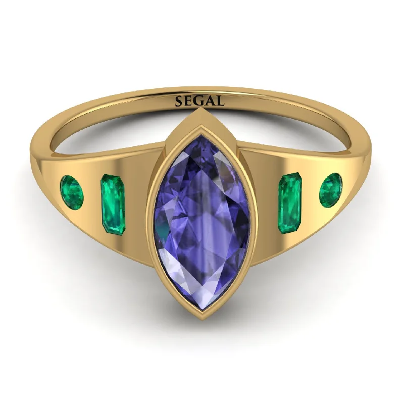 Custom Engagement Ring for Bold Women-Marquise Bezel Tanzanite Ring - Juliana No. 204