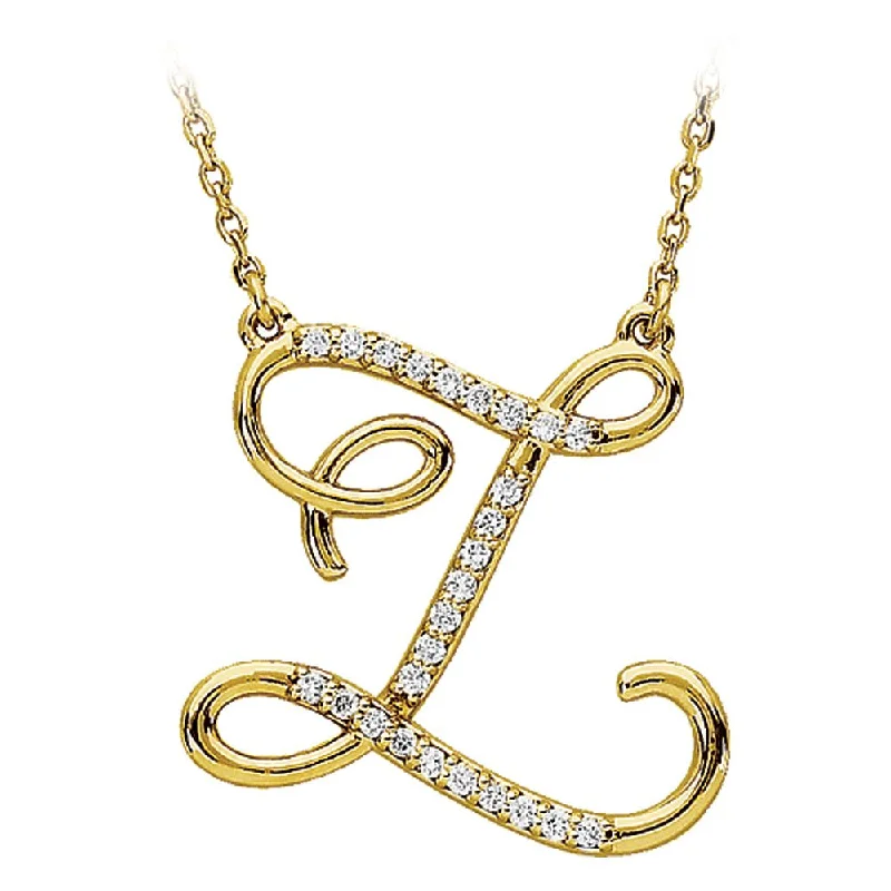 Rose Gold Chain Necklace for Style-1/8 Ctw Diamond 14k Yellow Gold Medium Script Initial Z Necklace, 17in