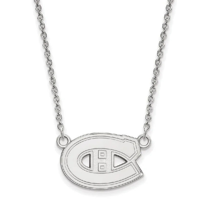 Modern Gold Necklace for Women-Sterling Silver NHL Montreal Canadiens Small Necklace, 18 In