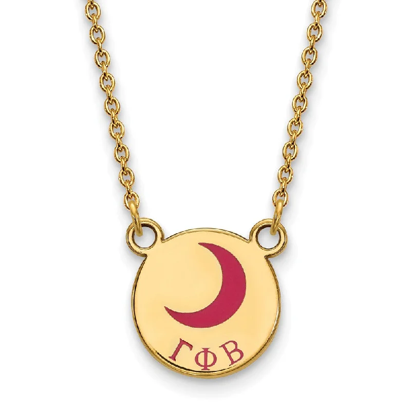 Trendy Necklace for Young Adults-14K Plated Silver Gamma Phi Beta Small Enamel Necklace