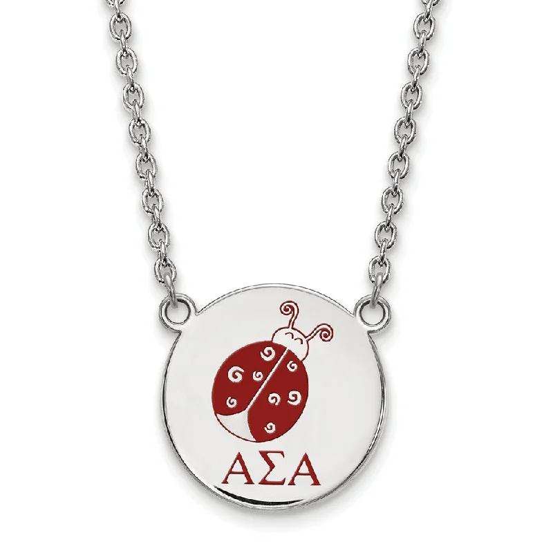 Crystal Pendant Necklace for Special Occasions-Sterling Silver Alpha Sigma Alpha Large Enamel Necklace