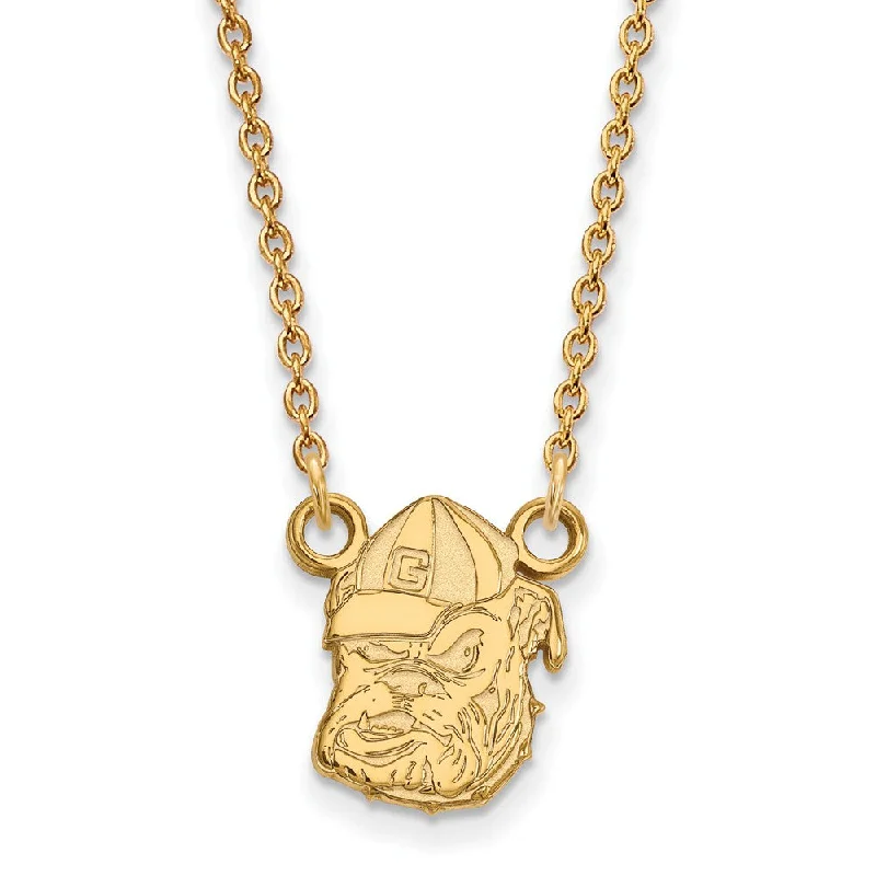 Gold Necklace for Women-14k Gold Plated Silver U of Georgia Sm Bulldog Pendant Necklace