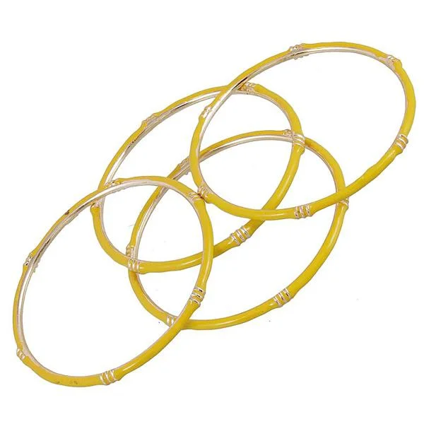 Large Silver Bangles for Bold Fashion-Kriaa Yellow Gold Plated Set Of 4 Bangle Sets