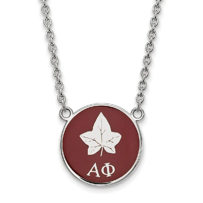 Bohemian Necklace for Hippie Style-Sterling Silver Alpha Phi Small Enamel Logo Necklace