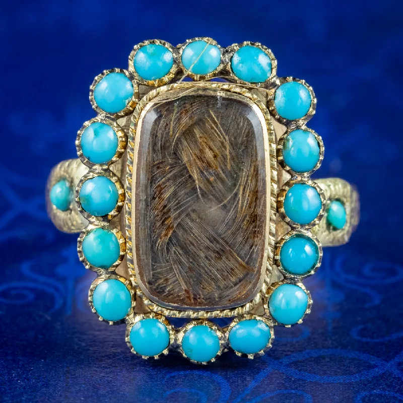 Multi-Gemstone Engagement Ring-Antique Georgian Turquoise Mourning Ring Dated 1795