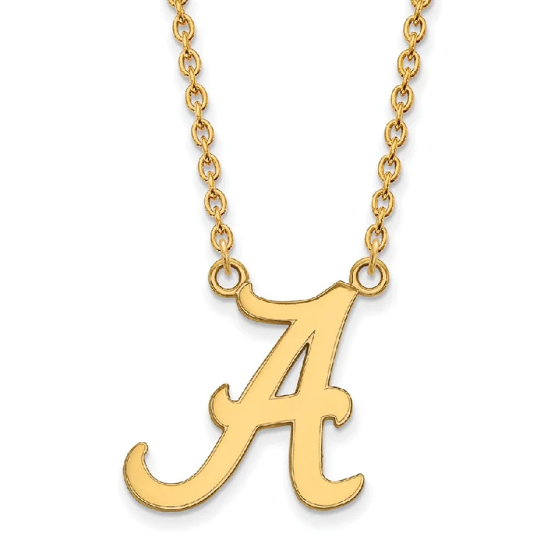 Chain Necklace with Pendant for Women-14k Gold Plated Silver U of Alabama Large Initial A Pendant Necklace