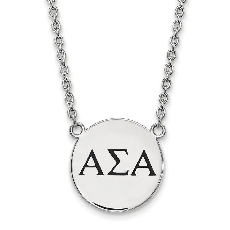 Custom Pendant Necklace for Special Gifts-Sterling Silver Alpha Sigma Alpha Large Enamel Greek Letters Necklace