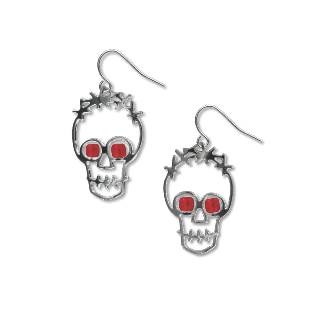 Artistic Drop Earrings for Fashion Lovers-Graffiti Skull Earrings