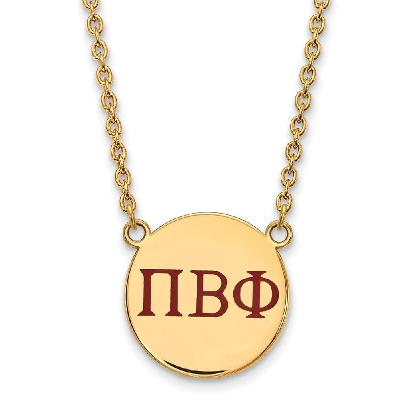 Dainty Necklace for Everyday Looks-14K Plated Silver Pi Beta Phi Large Red Enamel Greek Letters Necklace