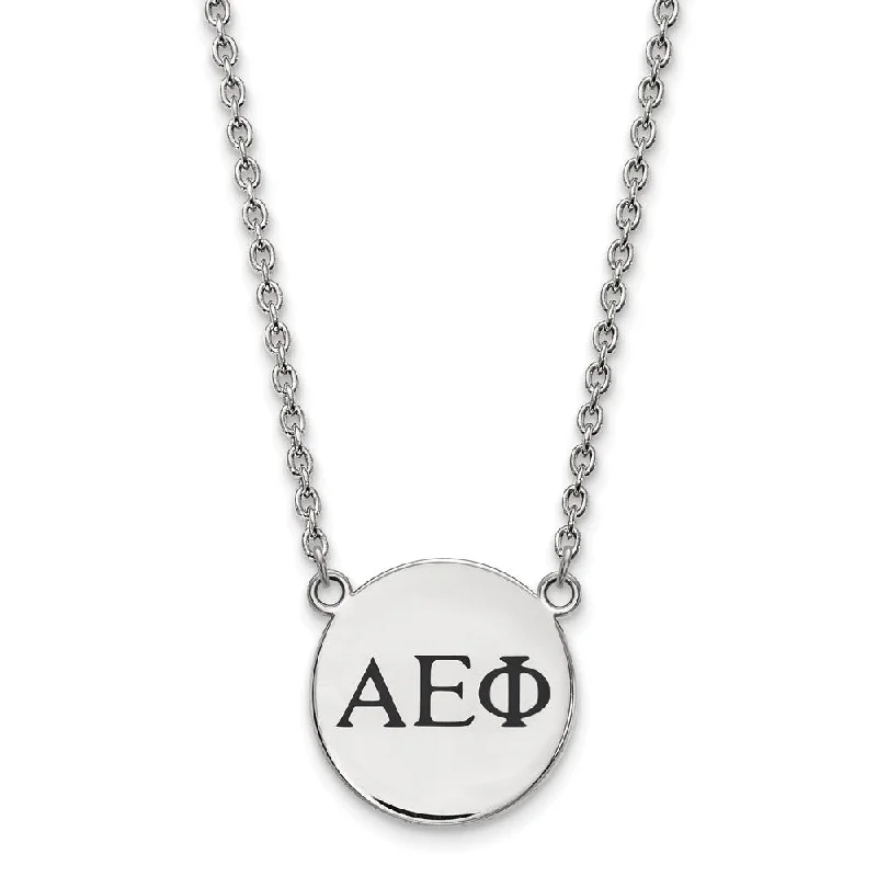 Beautiful Necklace for Evening Party-Sterling Silver Alpha Epsilon Phi Small Enamel Greek Letters Necklace