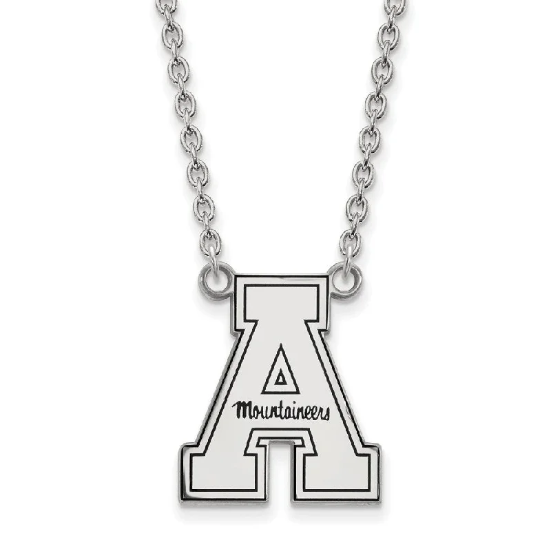 Engraved Necklace for Personal Touch-Sterling Silver Appalachian State Enamel Large Pendant Necklace