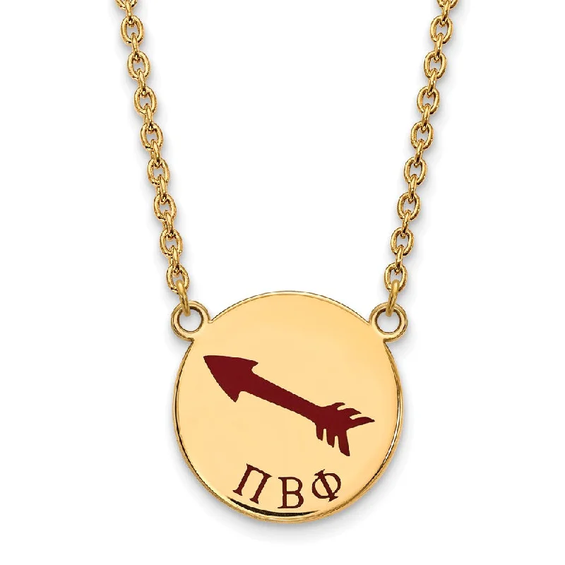 Personalized Necklace with Charm-14K Plated Silver Pi Beta Phi Large Enamel Necklace