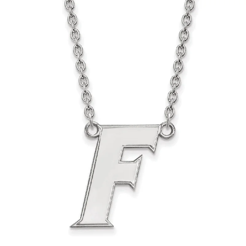 Bridal Necklace with Pearls-Sterling Silver U of Florida Large Initial F Pendant Necklace