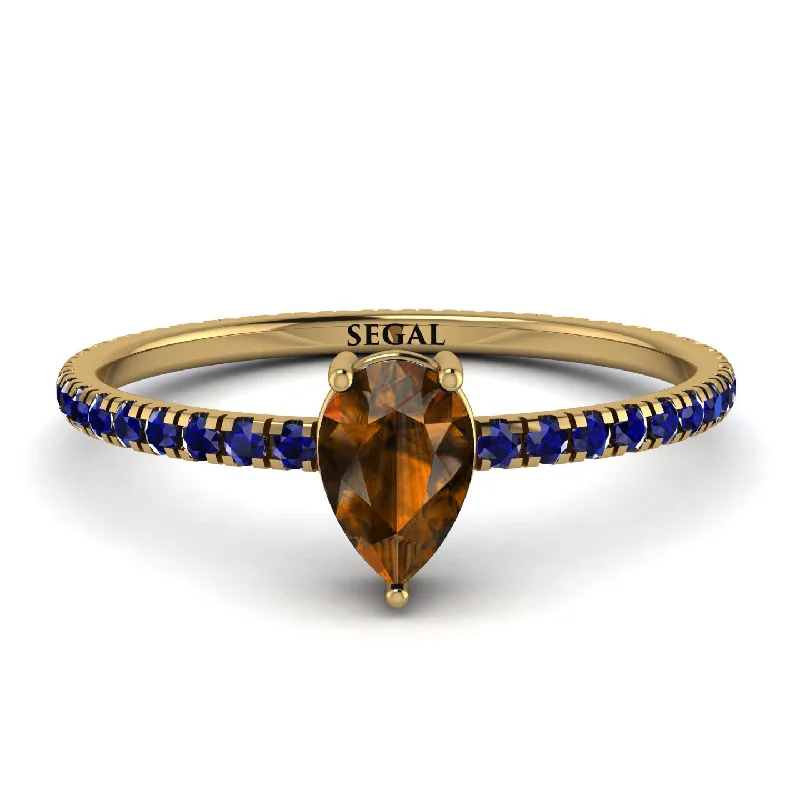 Luxury Gemstone Ring for Women-Pear Brown Diamond Ring With Micro Pave - Taylor No. 1113