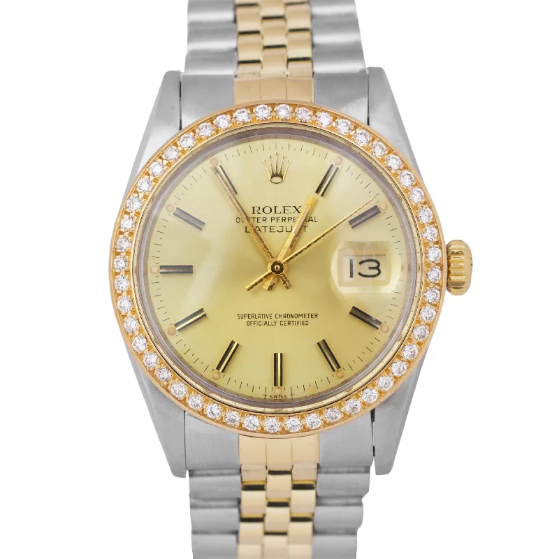 Customizable Watches for Special Gifts-Rolex DateJust 36mm CHAMPAGNE DIAMOND Two Tone 18K Gold Steel JUBILEE 16013