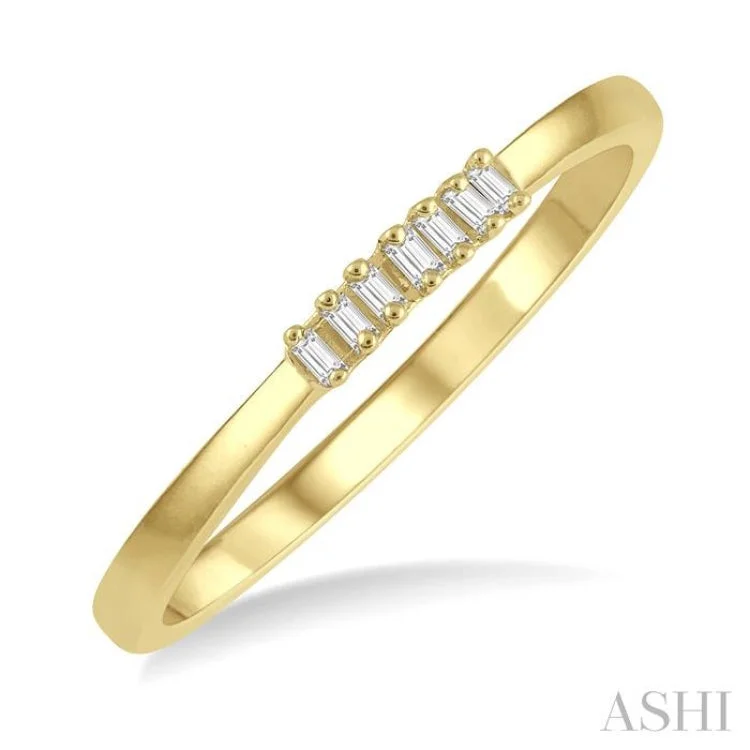 Personalized Titanium Ring for Special Day-1/10 Ctw Baguette Diamond Stackable Petite Fashion Band in 10K Yellow Gold