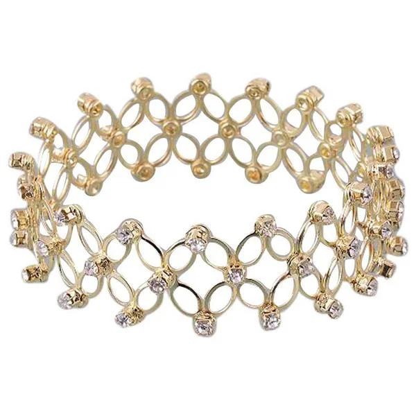 Classic Silver Bangles for Daytime Looks-Kriaa Austrian Stone Gold Plated stretchable Kada