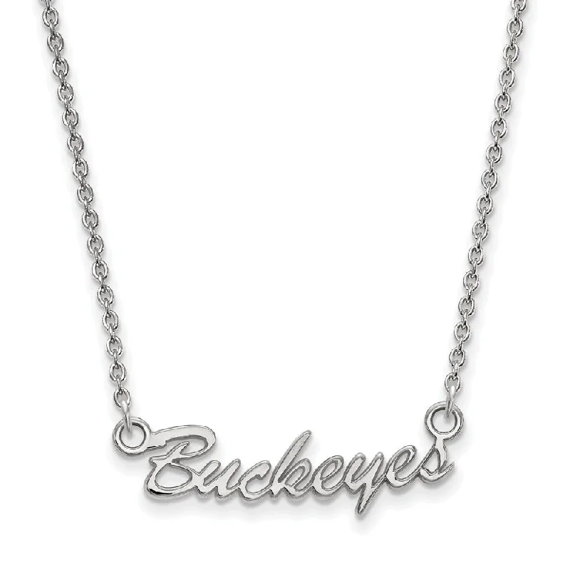 Chic Gold Necklace for Fashionistas-Sterling Silver Ohio State Small Script Pendant Necklace