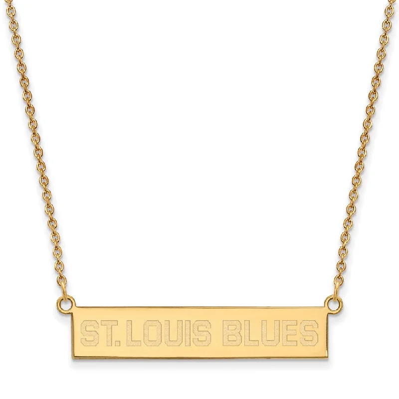 Sterling Silver Necklace with Pendant-SS 14k Yellow Gold Plated NHL St. Louis Blues SM Bar Necklace, 18 Inch