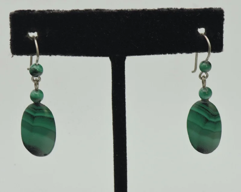 Elegant Diamond Earrings for Women-Vintage Handmade Malachite Dangle Earrings