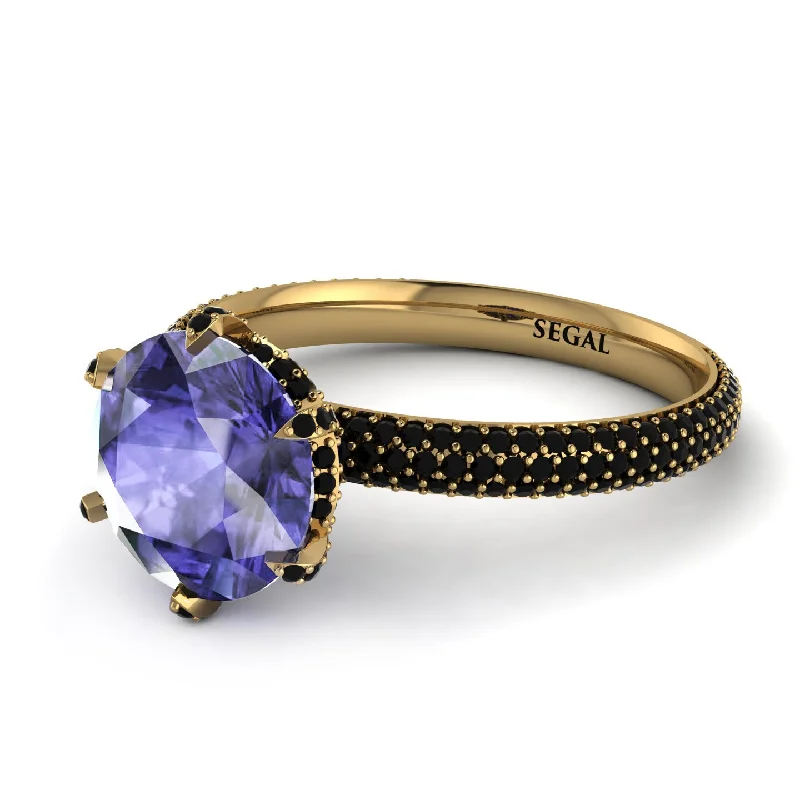 Customizable Promise Ring-Hidden Halo Round Tanzanite Engagement Ring - Ashley No. 207