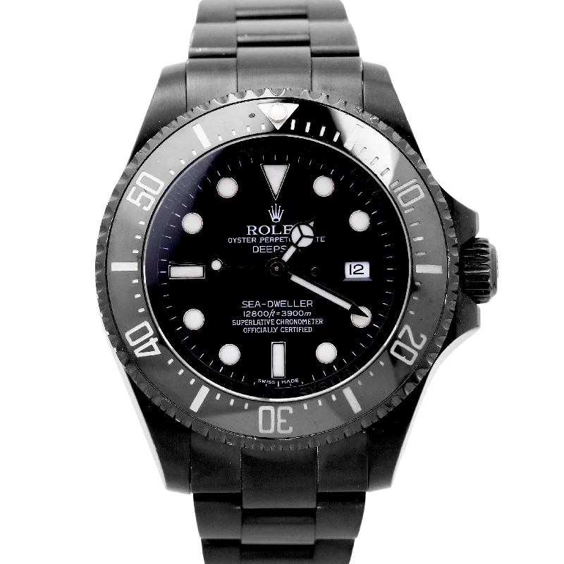 Men's Watches with Bold Watch Faces-Rolex Sea-Dweller Deepsea Black PVD Stainless Steel 44mm Dive Date Watch 116660