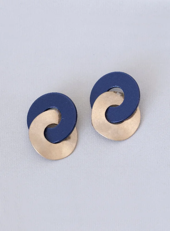 Simple Silver Earrings for Casual Style-Double Circle Stud Earrings