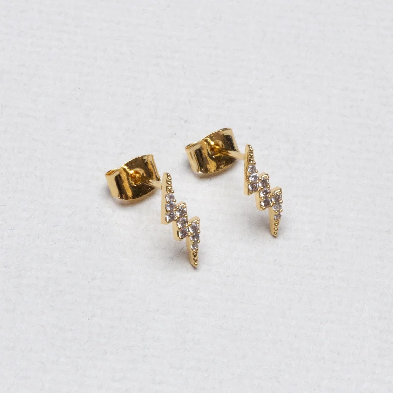 Long Drop Earrings for Women-Lightning Bolt Stud Earrings with Cubic Zirconia