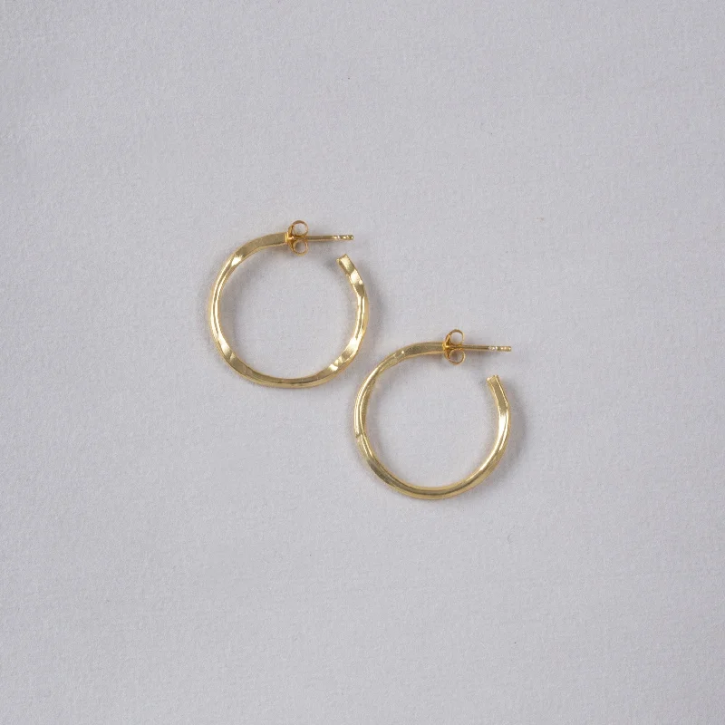 Elegant Diamond Earrings for Women-Organic Gold Plated Silver  Hoop Earrings