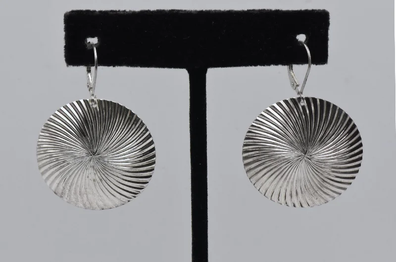 Casual Earrings for Summer Looks-Vintage Sterling Silver Spiral Dome Dangle Earrings