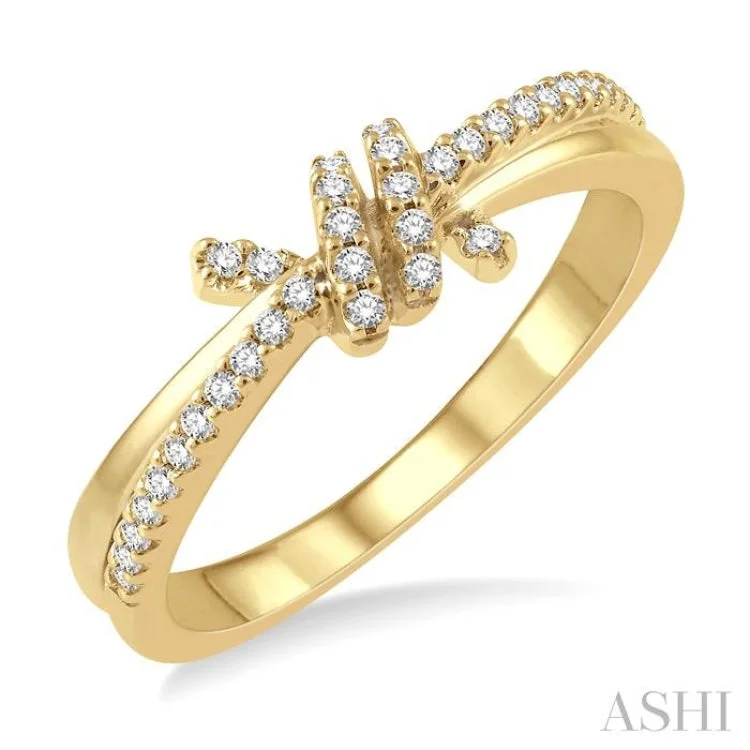 Sterling Silver Ring for Special Occasions-1/6 Ctw Love Knot Round Cut Diamond Crisscross Fashion Ring in 10K Yellow Gold