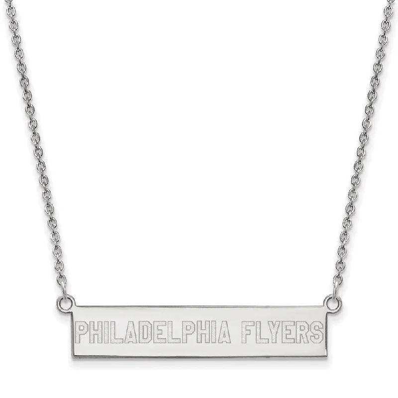 Custom Birthstone Necklace for Family Gifts-Sterling Silver NHL Flyers SM Bar Necklace, 18 In