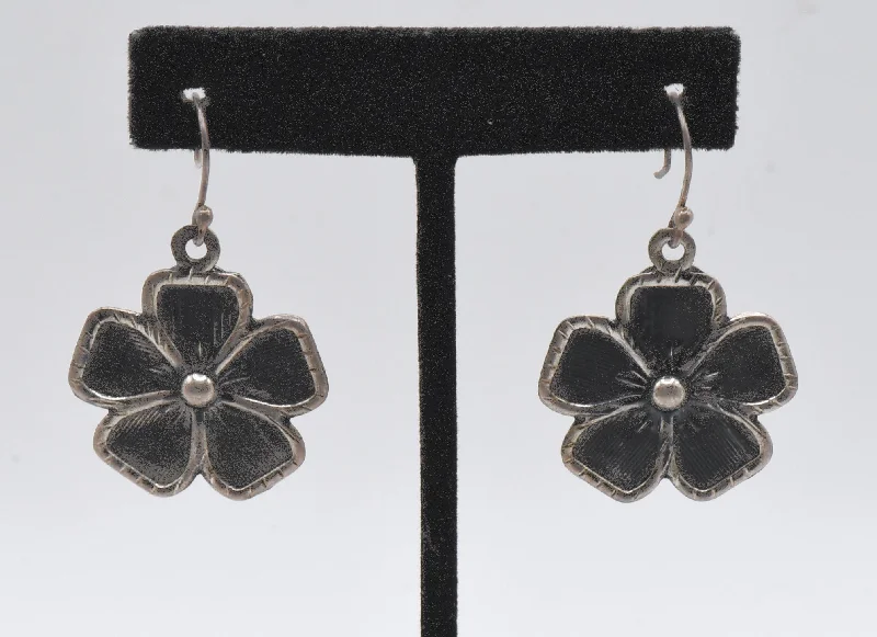 Elegant Pearl Earrings-Vintage Sterling Silver Flower Dangle Earrings