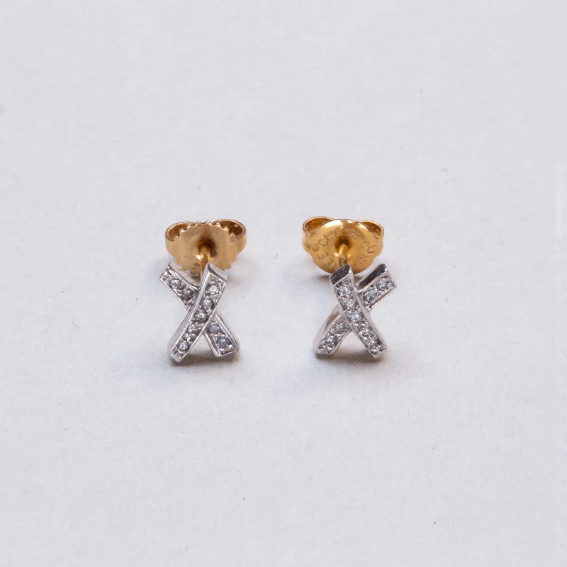 Gold Earrings for Evening Events-Vintage Tiffany Paloma's Graffiti X Earrings with Diamonds