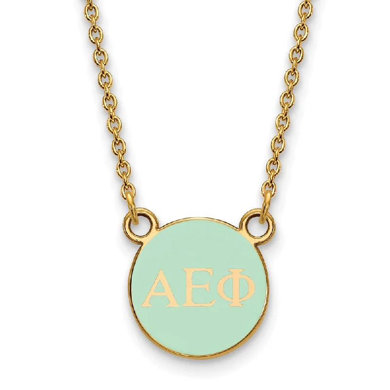 Pearl Necklace for Brides-14K Plated Silver Alpha Epsilon Phi XS Aqua Enamel Disc Necklace