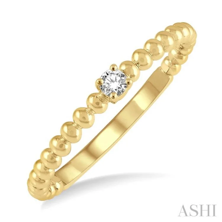 Pearl Ring for Elegant Look-1/20 Ctw Ball Bead Shank Round Cut Diamond Petite Promise Ring in 10K Yellow Gold