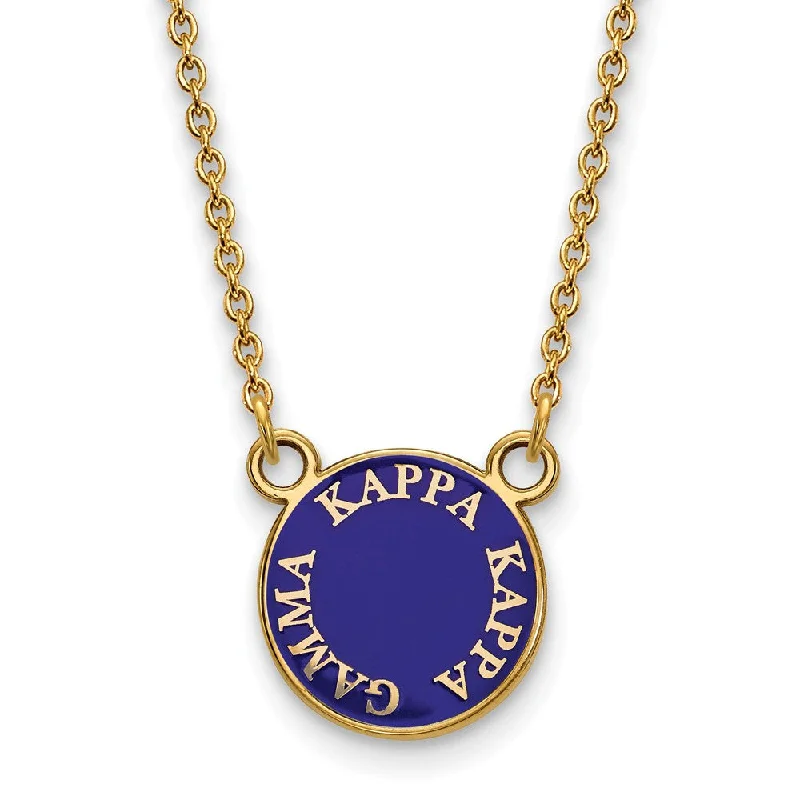 Crystal Necklace for Special Occasions-14K Plated Silver Kappa Kappa Gamma Small Enamel Disc Necklace